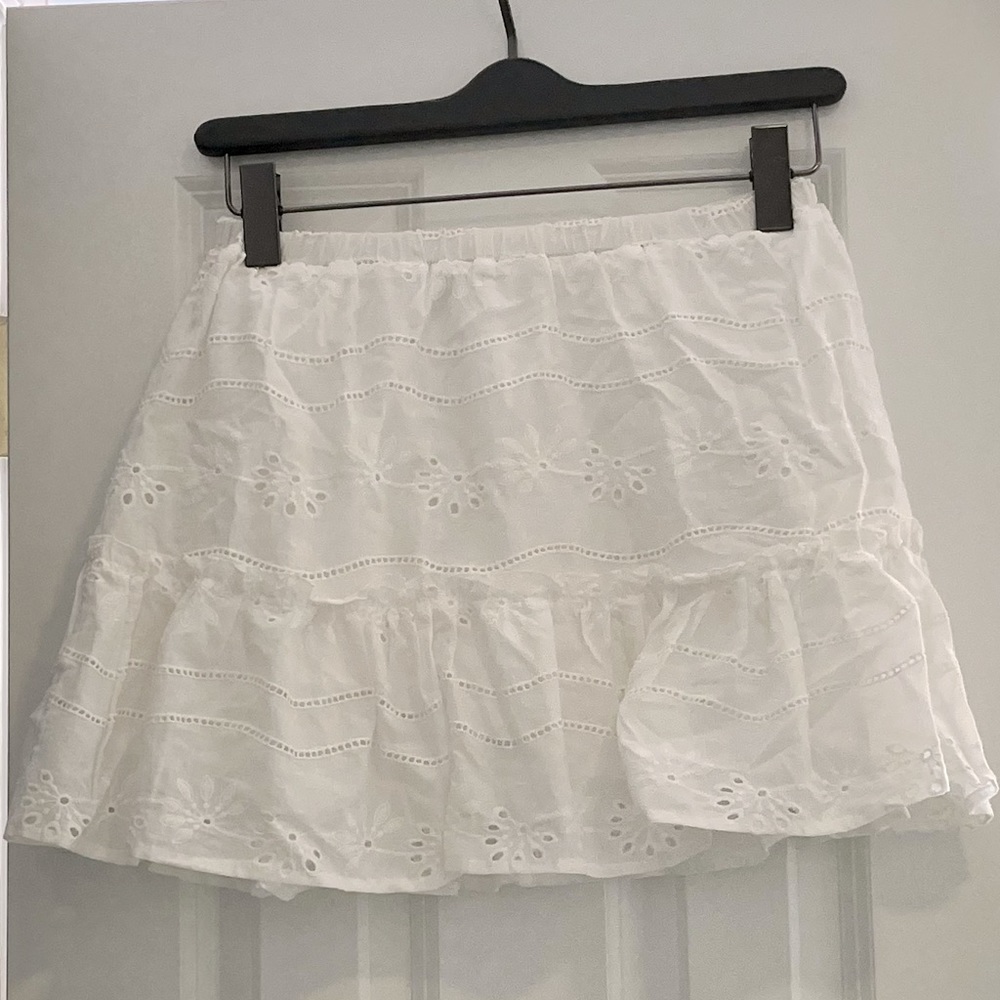 Sabo Skirt Eyelet White Ruffle Skirt XS